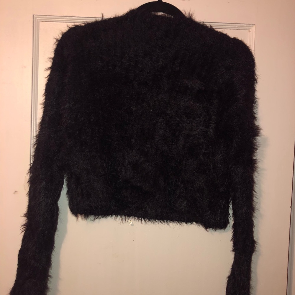 fuzzy black cropped sweater